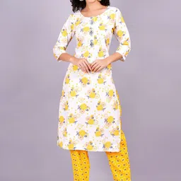 HIGHLIGHT FASHION EXPORT Women Floral Printed Regular Kurta with Trousers-image-94