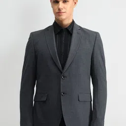 Arrow Self Design Notched Lapel Collar Single-Breasted Slim Fit Twill Blazer-picture-37