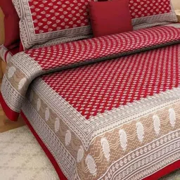 POORAK Red & Brown Ethnic Motifs 104 TC King Bedsheet Set 0.9 mx 1 m-picture-20