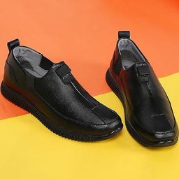 WUGATTI Men Black Geniune Leather Slip-On Casual Boat Shoes-picture-1