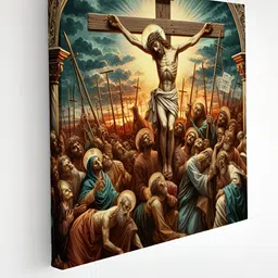 SAF Blue & Brown Jesus Printed Canvas Wall Art-15