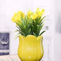 NIYARA Yellow & White Textured Planter-23