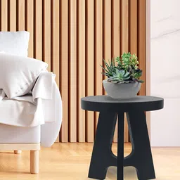 Metalsmith Black Textured Wooden Stool-image-19