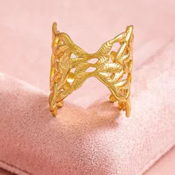 Rubans Voguish 18K Gold-Plated Stainless-Steel Tarnish-Free Waterproof Adjustable Ring-10