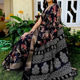 HERE&NOW Floral Zari Art Silk Saree-image-85