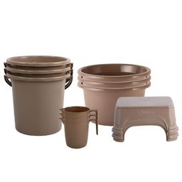 RUBOXA Brown 10 piece Solid Plastic Bath Accessories Set-image-70