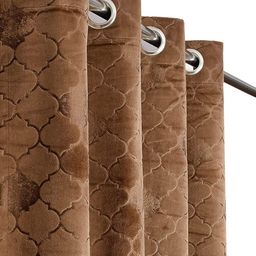 B' Decorlish Beige 2 Pieces Ethnic Motifs Printed Room Darkening Velvet Door Curtain-20
