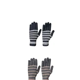 LOOM LEGACY Men Striped Acrylic Winter Gloves-image-80