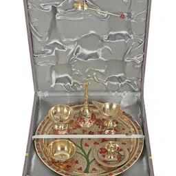Amaya Decors 6Pcs Textured Pooja Thali Set-image-34