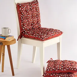 SKANDA FAB Red & White 3 Pieces Printed Pure Cotton Chair Pads-image-7