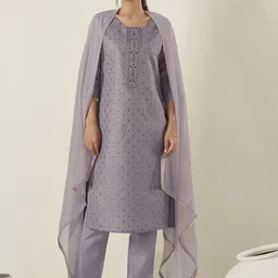 Anouk Women Floral Embroidered Regular Thread Work Kurta with Trousers & With Dupatta-picture-34