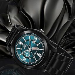 PIRASO Men Dial & Stainless Steel Bracelet Style Straps Analogue Watch D&D C19 BLUE BLACK-33