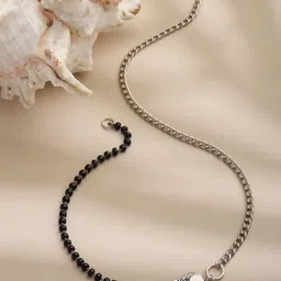 Anouk Silver-Plated Artificial Beaded Oxidised Owl Shaped Anklet-picture-14