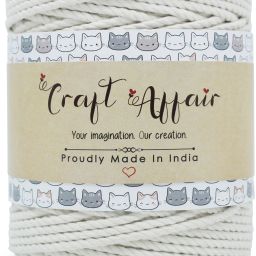 3ply Twisted Oragnic Cotton Macrame Cord (20 Meter, 4mm) | Macrame Cord For Wall Hangers And Other DIY Projects - Off White-7