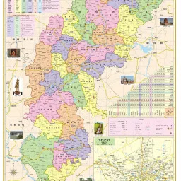 Chhattisgarh Map in Hindi Language. Size : 40"x28" inch With Important Fact and Figure. Ideal Map For Student and Aspirant of UPSC, PCS, SSC, RAILWAY Exam and Other Competitive Exam. Paper Print-image-15