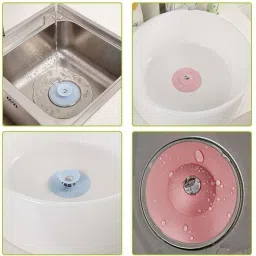 Silicone Water Stopper 2 in 1 Drainer Stopper with Hair Catcher Hair Wash Basin-image-50