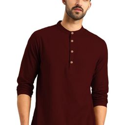 APEKTRA Men Band Collar Cotton Kurta-image-85