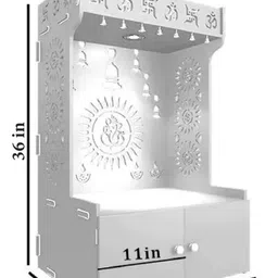 homscape Shri Ganesh Wooden Brown Pooja Mandir With Spacious Shelf & Inbuilt Focus Light image 4