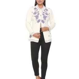 WOOL 4U Women Floral Printed Woollen Cardigan-image-20