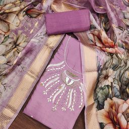 DIVASTRI Floral Embellished Unstitched Dress Material-image-64