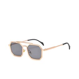 SPADEACES Unisex Grey Lens & Gold-Toned Aviator Sunglasses GOLD BLACK HEXAGUN -527-picture-43