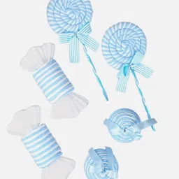 Little Surprise Box LLP Set Of 6 Blue & White Candyland Themed Christmas Tree Ornaments-image-70