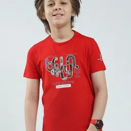 Monte Carlo Boys Typography Printed Applique Regular Fit T-shirt-image-20