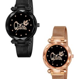 CSAMON Women Printed Dial Analogue Watch Queen Black Rose Gold Maganet-image-99
