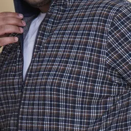 John Pride Men Plus Size Checked Front-Open Sweatshirt image 2