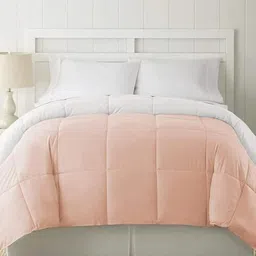 RF RELAXFEEL Peach Checked Microfiber Heavy Winter 210 GSM Double Bed Comforter-image-82