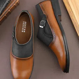 HERE&NOW Men Textured Formal Monk Shoes-image-95