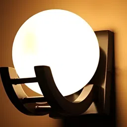 KINIS Brown & White Wooden Spherical Shaped Wall Lamp With Bulb-image-36