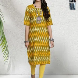 HERE&NOW Women Pack Of 3 Chevron Printed Daily Straight Kurtas-image-76