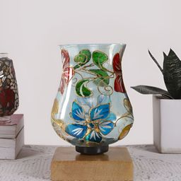 Aura Blue & Red Printed Bell Shaped Table Lamp With Base-picture-32