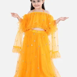 BownBee Girls Embellished Ready to Wear Lehenga & Blouse With Dupatta-picture-10