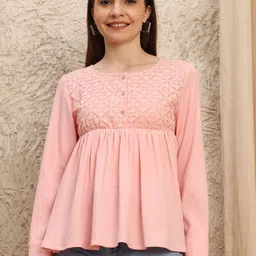 JAKANARY Women Peplum Cuffed Sleeves Top-picture-30