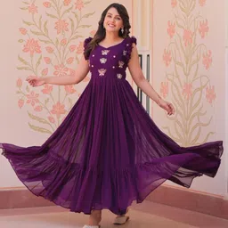 Tilton Women Embroidered Georgette Fit & Flare Maxi Dress-image-14