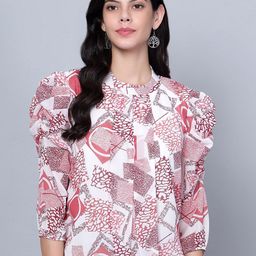 Moda Rapido Print Puff Sleeve Georgette Blouson Top-image-38