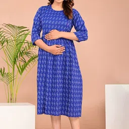 Parth Fab Print Maternity Fit & Flare Midi Dress-image-26