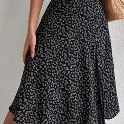 KPOP Printed A-Line Knee Length Skirt-image-18
