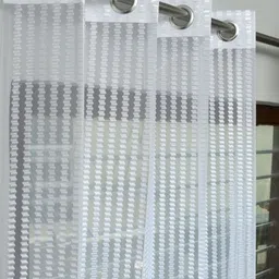 Galaxy Home Decor White & Transparent 2 Pieces Striped Sheer Window Curtains-image-70
