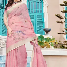 Anouk Floral Linen Blend Saree-26