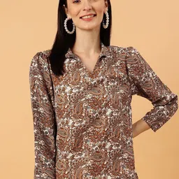 NEESH Women Ethnic Motifs Printed Shirt Collar Top-picture-20