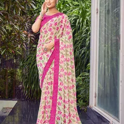 Zeekha Floral Beads and Stones Pure Georgette Kanjeevaram Saree-picture-38