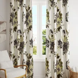 BILBERRY Furnishing by preeti grover White & Green Set of 2 Floral Black Out Window-29