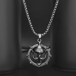 Voylla Men Rhodium-Plated Eclipse Stylish Bold Trishul Pendant With Chain-13