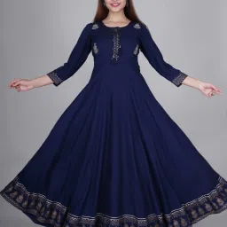 Women Embroidered Viscose Rayon Anarkali Kurta-image-96
