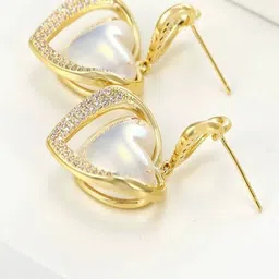 Celestique Artificial Stones Studded Heart Shaped Drop Earrings-27
