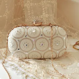 THE TAN CLAN Embroidered Box Clutch-29