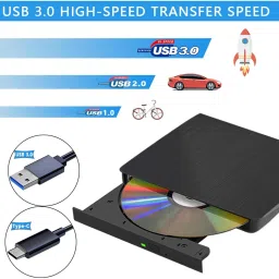 BKC USB 3.0 USB-C Portable External CD DVD+/-RW Disk Drive Burner CD-ROM Reader External DVD Writer image 2